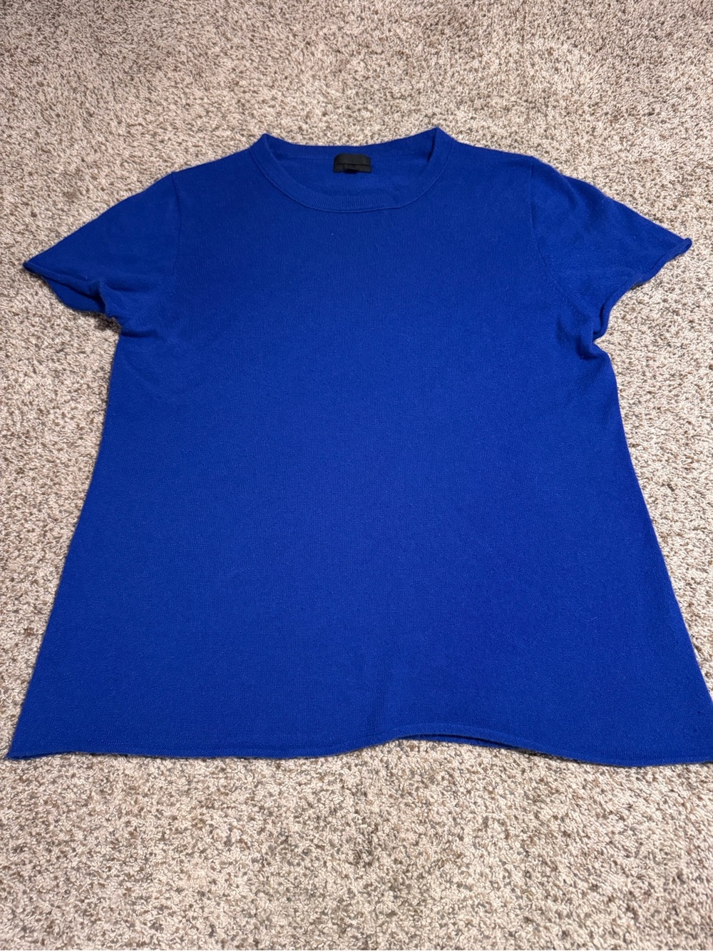 J. Crew Collection Short Sleeve Cashmere Crewneck Sweater Tee Royal Blue - XXL